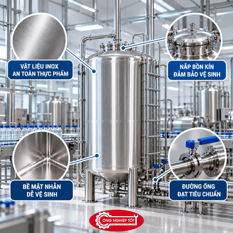 Yêu cầu vệ sinh và thiết kế bồn nước inox